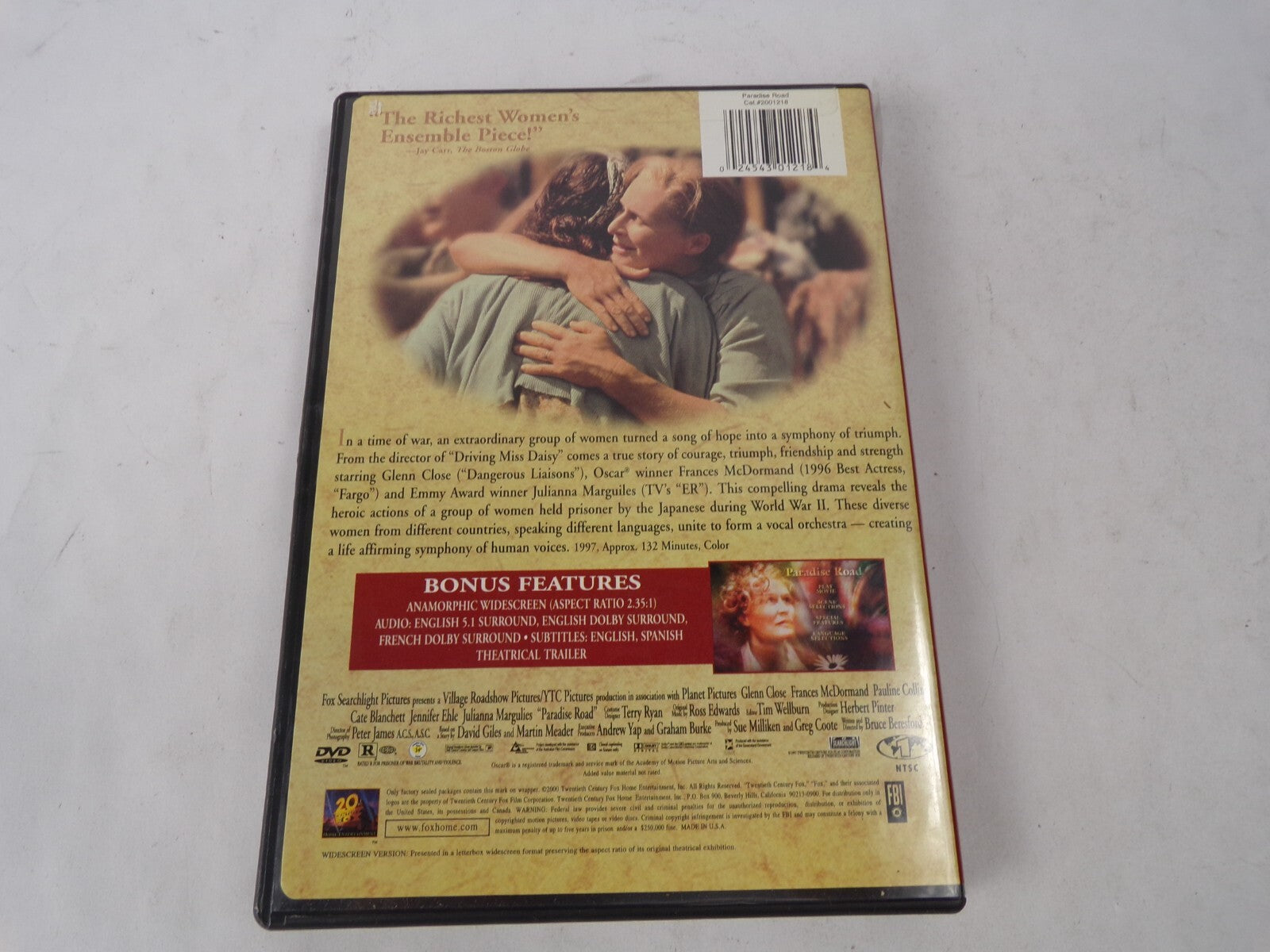 Paradise Road "Courage Triumph Love Its Impact Is Profound" Julianna DVD Movies
