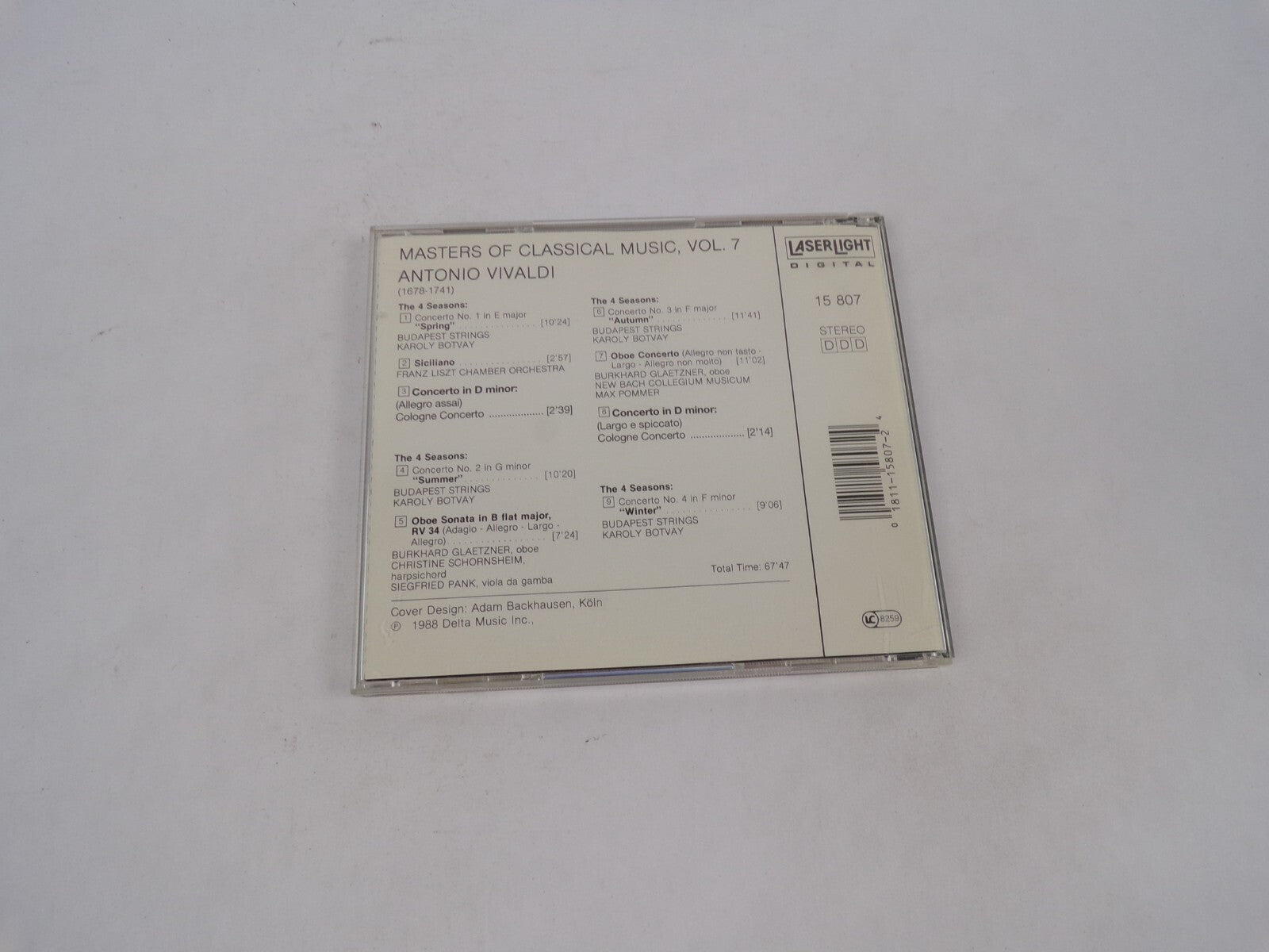 Masters Of Classical Music Vivaldi Concerto For Oboe Concerto For Wind And CD#70