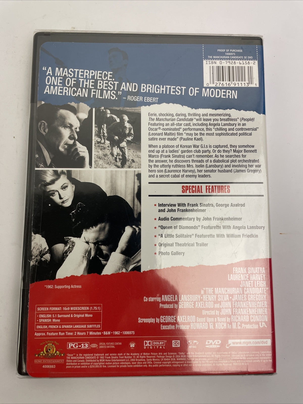 The Manchurian Candidate 1962 DVD Video Frank Sinatra Janet Leigh - New Sealed