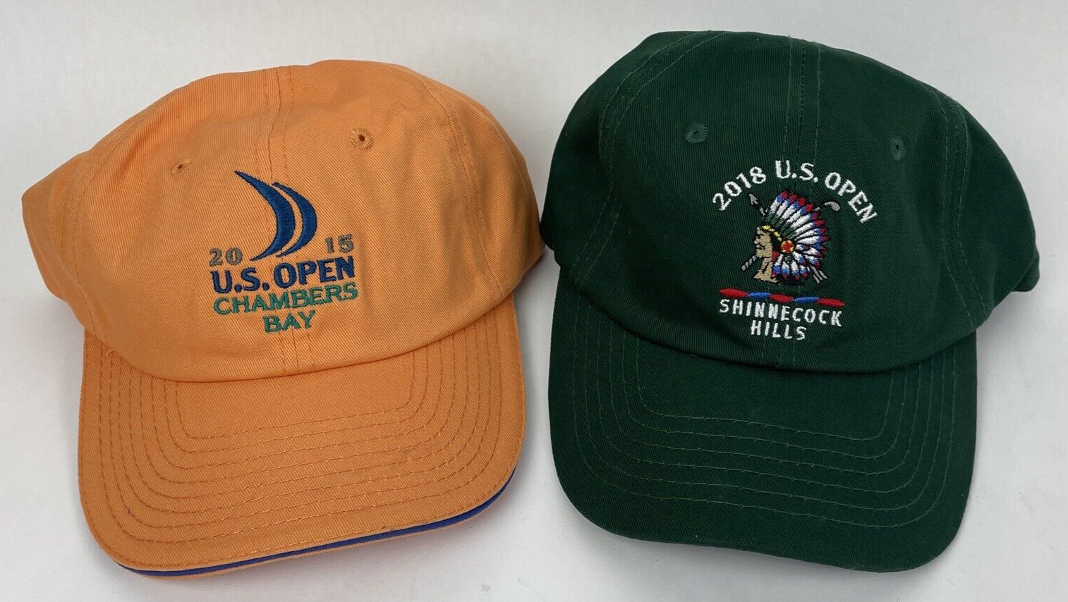 2 x Open Golf Hat 2018 Shinnecock Hills 2015 Chambers Bay USGA Member Adj Strap