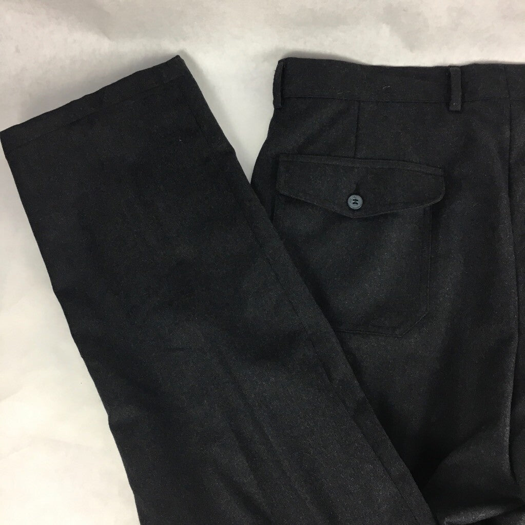 Old River Mens Dress Pants Black Flat Front Flap Pockets Virgin Wool US 38 EU 48