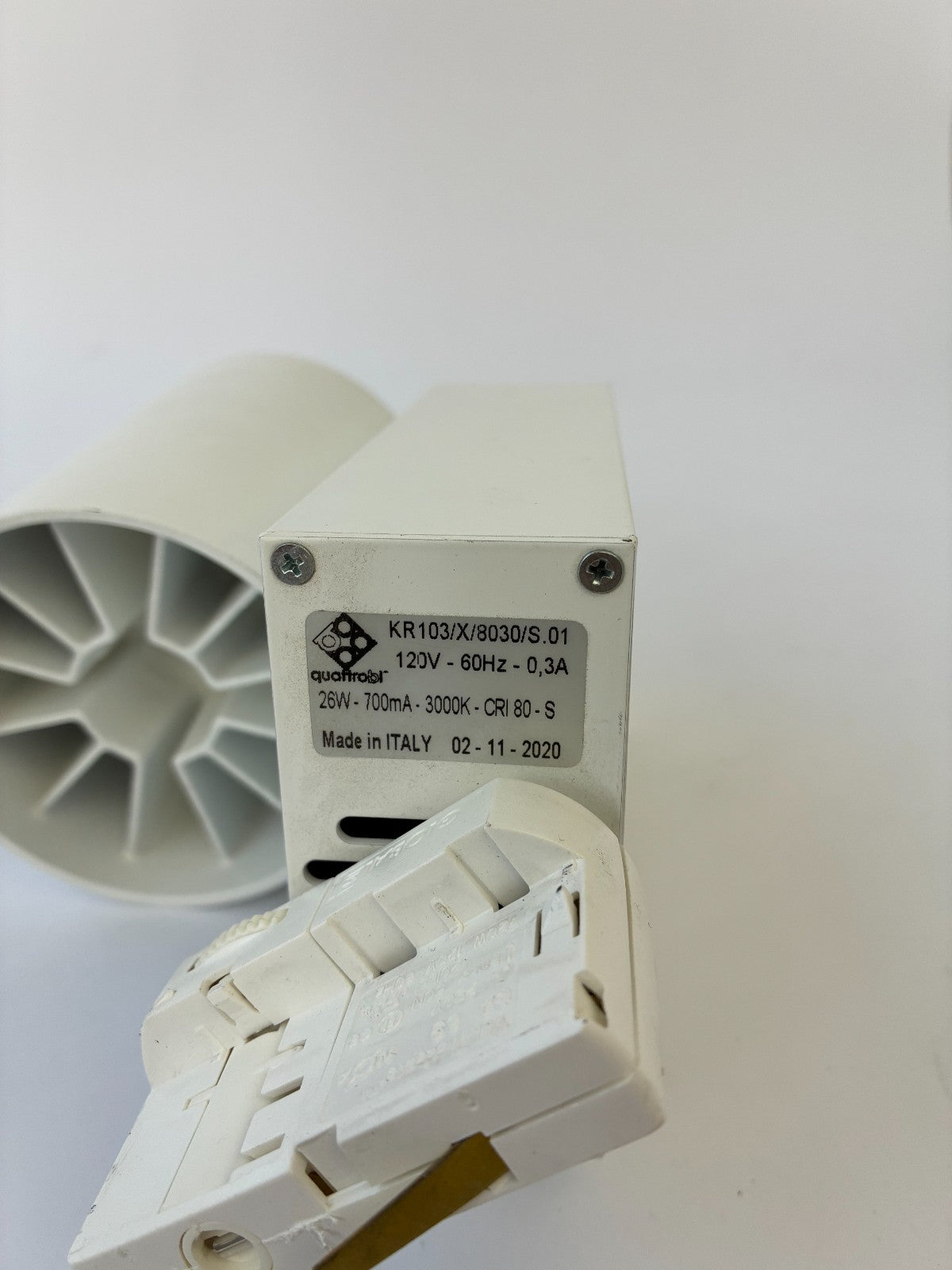 Quattrobi KR103 LED Track Light 26W 3000K CRI80 White Made in Italy Commercial