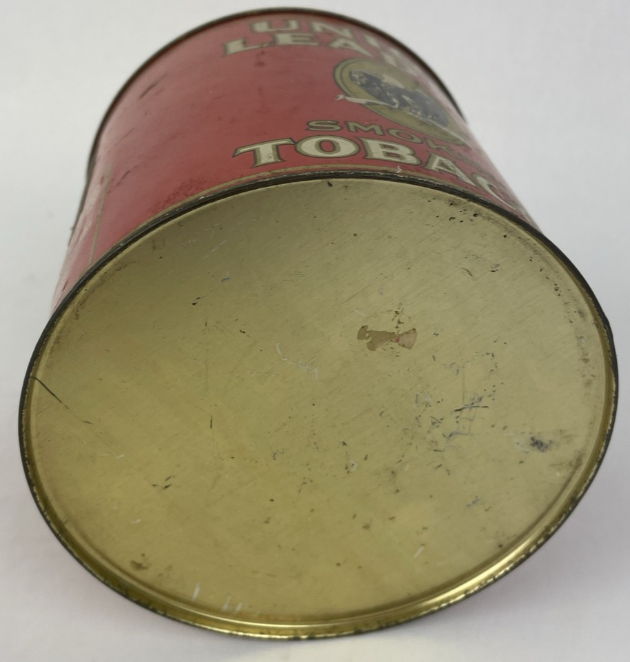 Vintage Empty Union Leader Smoking Tobacco Tin Can Louisville KY 14 Oz