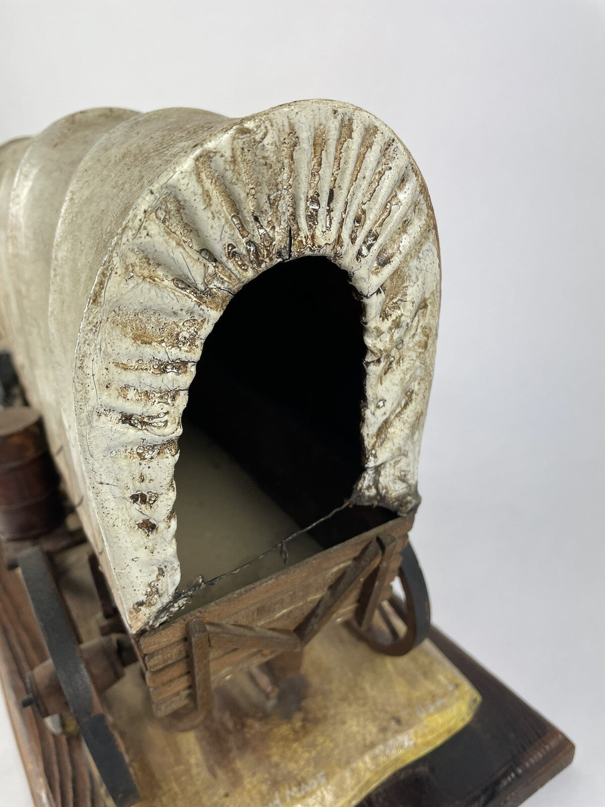 Oscar M Cortes 1980 Hand ORIGINAL HAND CARVED wooden covered wagon