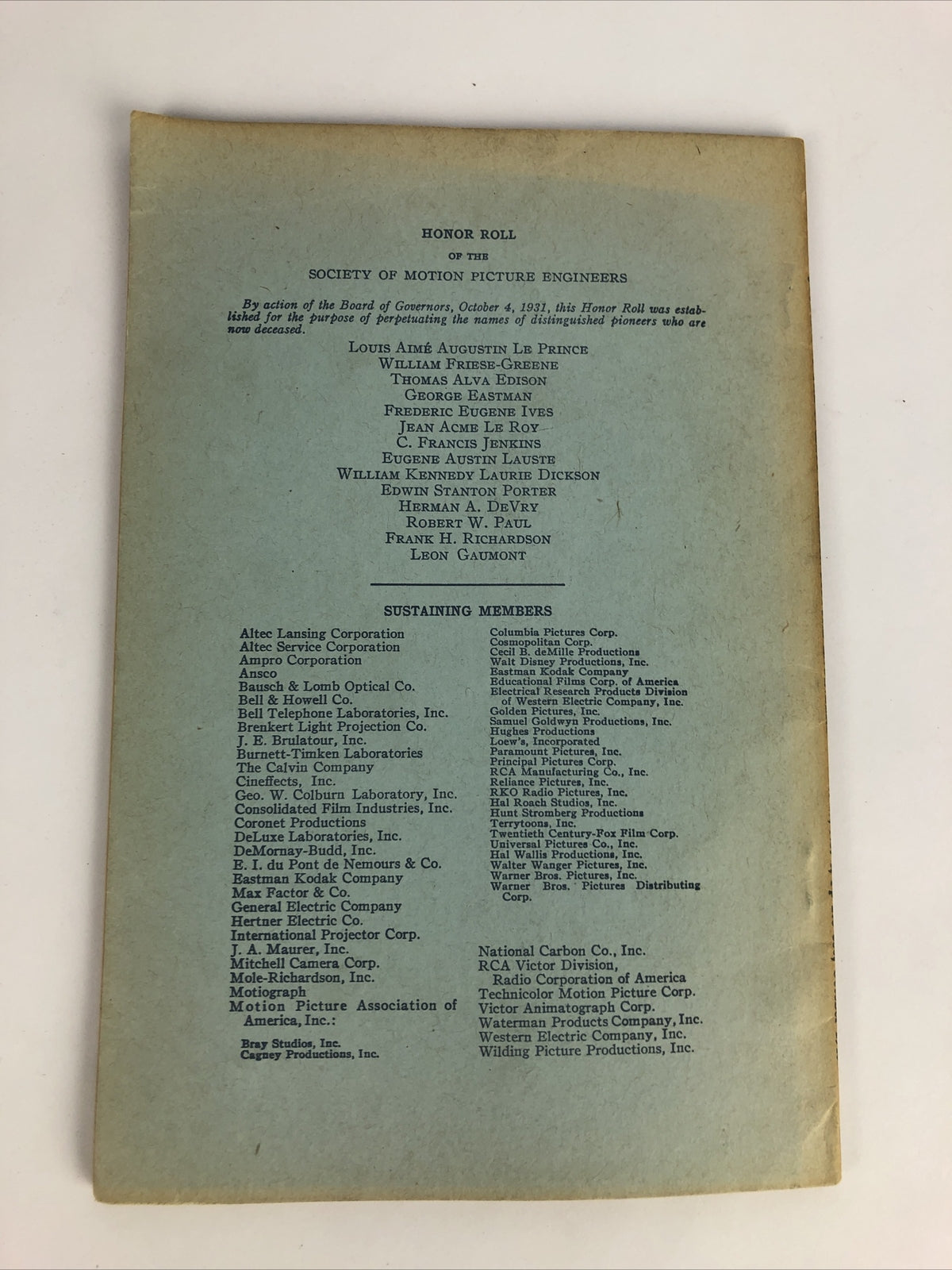 SMPE Journal Of The Society Of Motion Picture Engineers October 1946 VOL 47 No 4