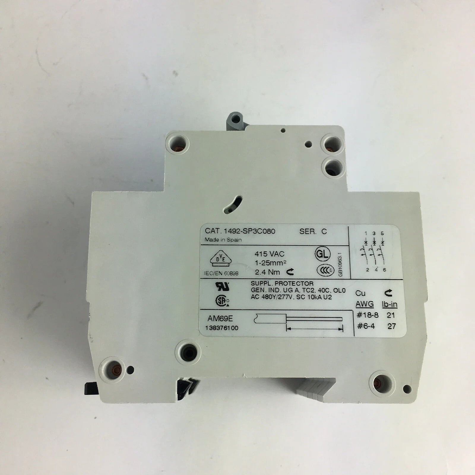 ALLEN BRADLEY 1492-SP3C080 SER. C CURUIT BREAKER