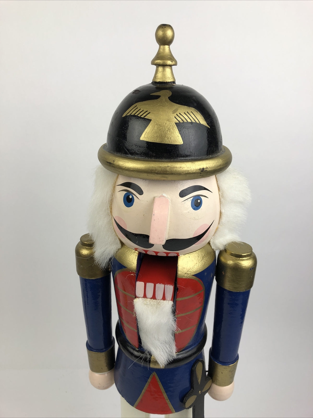 20” Christmas Wooden Nut Cracker Soldier With Sword Blue Zred Gold - LOOK
