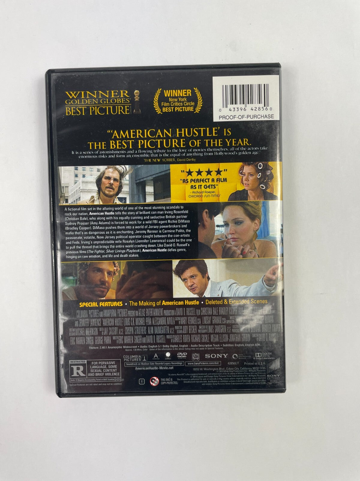 American Hustle Christian Bale Bradley Cooper Amy Adams Jeremy Renner DVD Movie