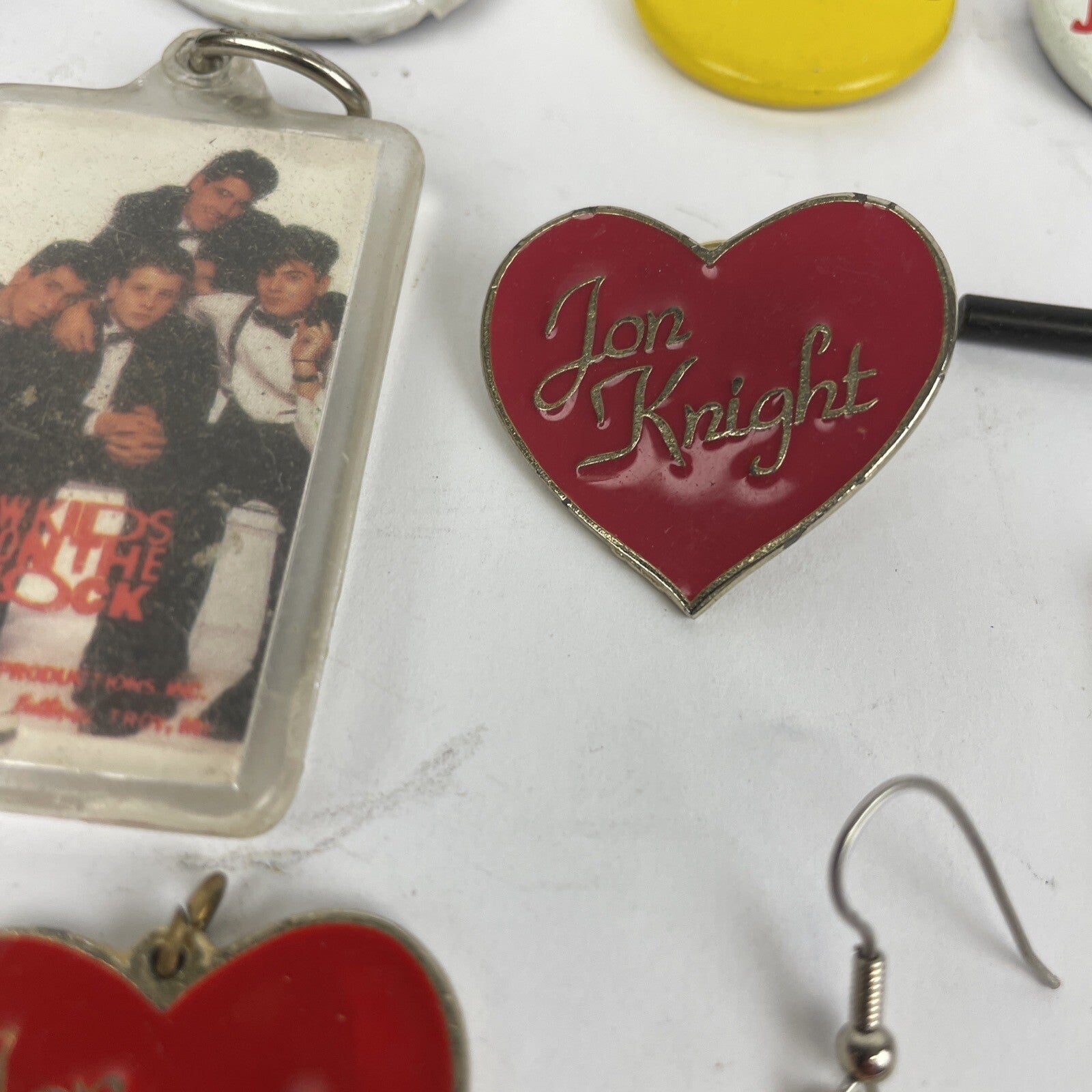 Lot of 45 New Kids On The Block buttons pins keychain and vintage NKOTB collectibles from the 90s and Y2K era