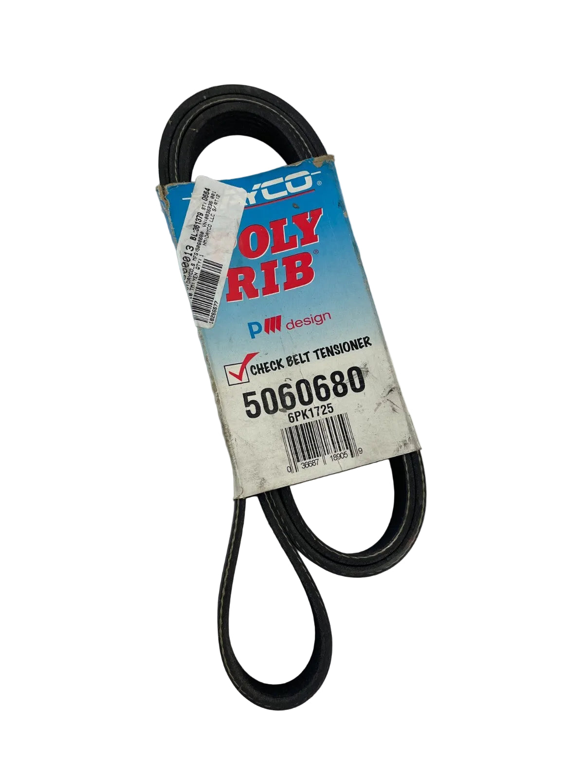 Dayco 5060680 6PK1725 poly rib serpentine belt OEM automotive accessory drive belt replacement A11