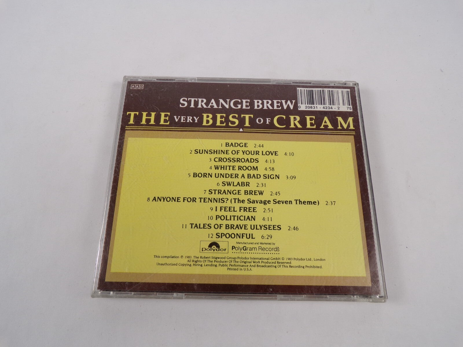 Strange Brew The Very Best Of Cream Badge Sunshie Of Your Love Cross Roads CD#46