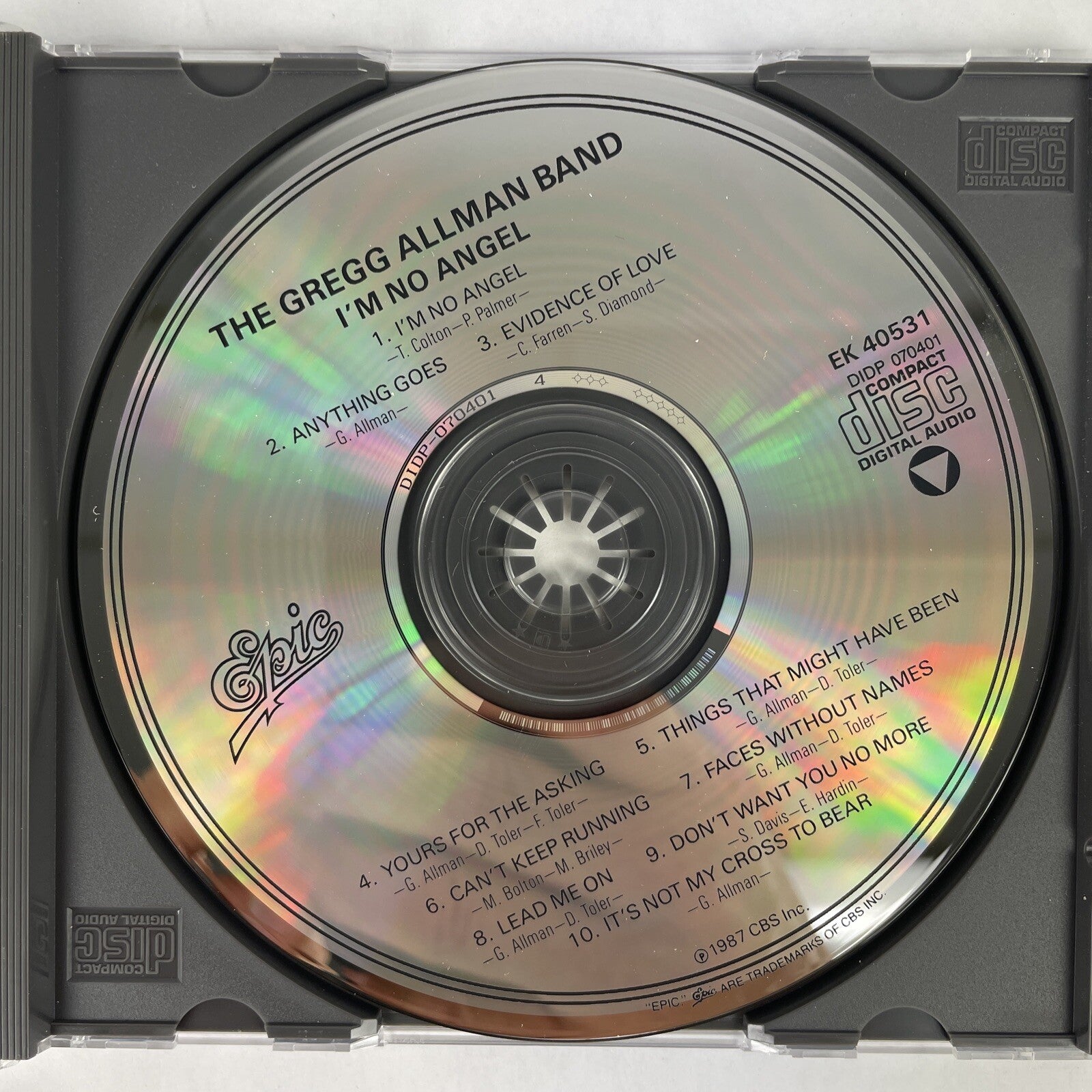I'm No Angel by Gregg Allman/The Gregg Allman Band (CD, Mar-1987, Epic) #34