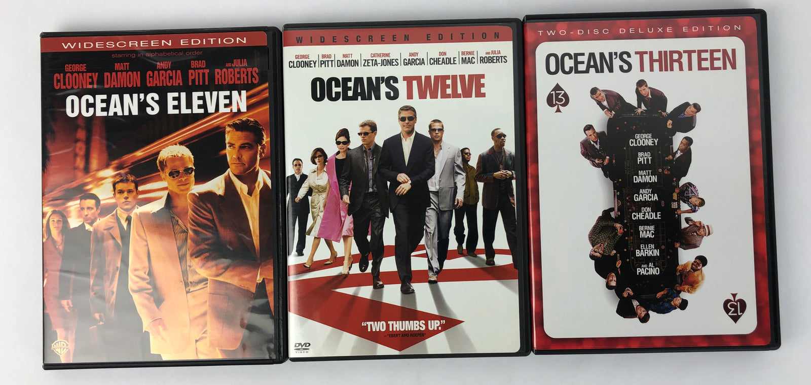 OCEAN'S ELEVEN TWELVE THIRTEEN TRILOGY (3) DVD Lot George Clooney Brad Pitt MINT