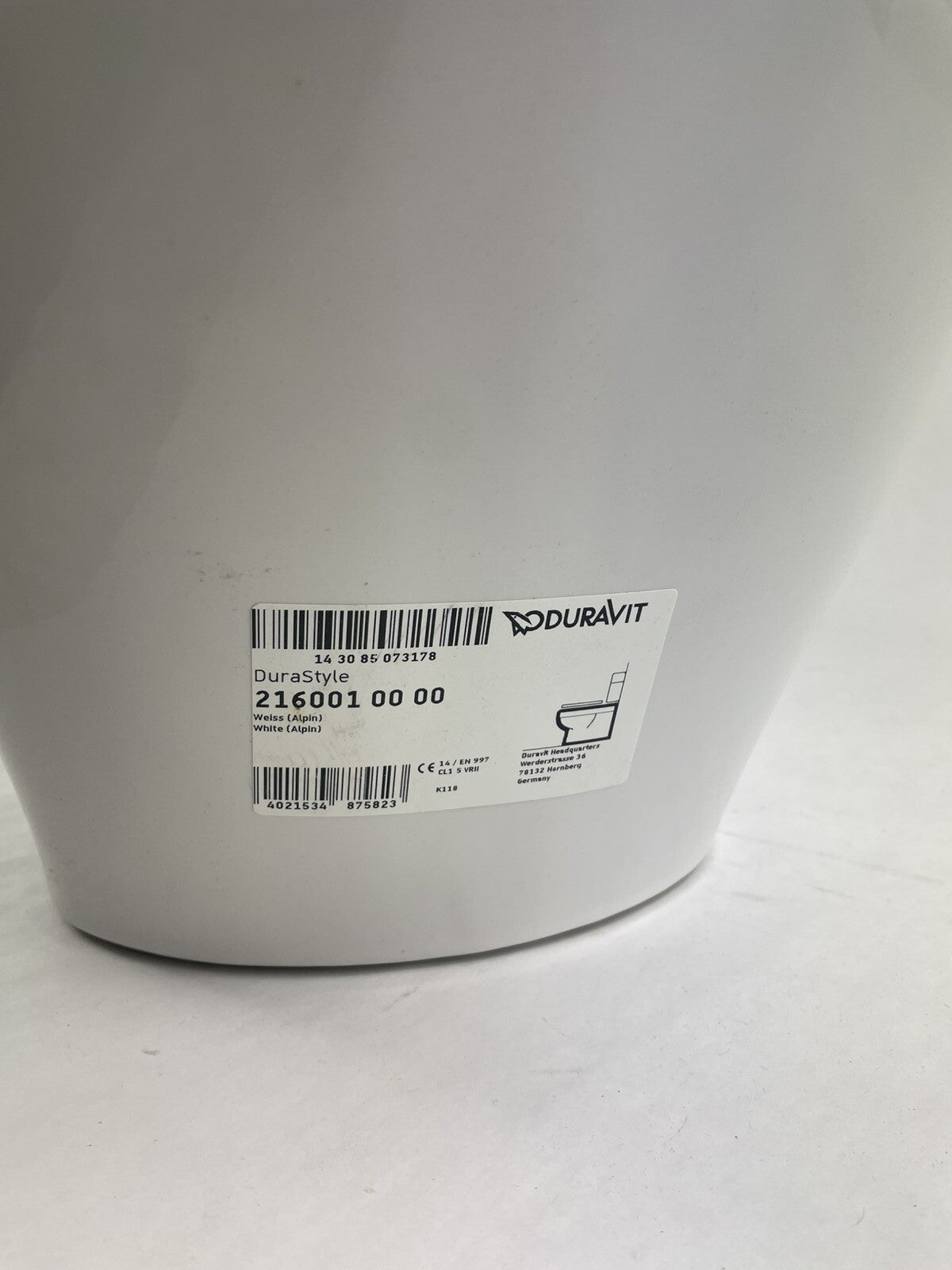 Duravit 216001 00 00 White Durastyle Elongated Toilet Bowl Only