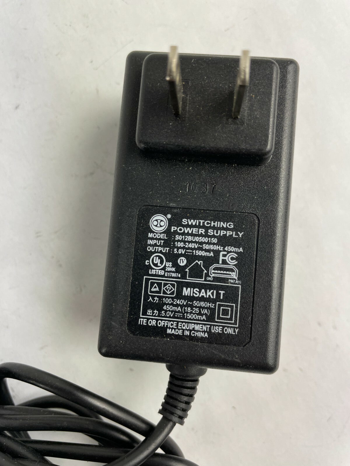 Genuine Ac Adapter S012BU0500150 Output 5 V 1500 mA Power Supply Adapter A84