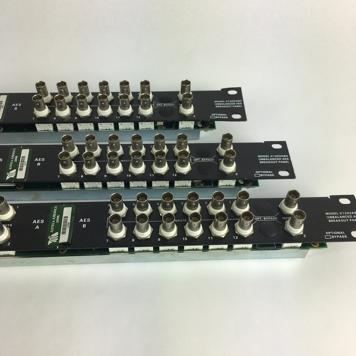 (Lot of 3) Evertz X1202ABO 12 x 2 BNC I/O Unbalanced AES Breakout Panel