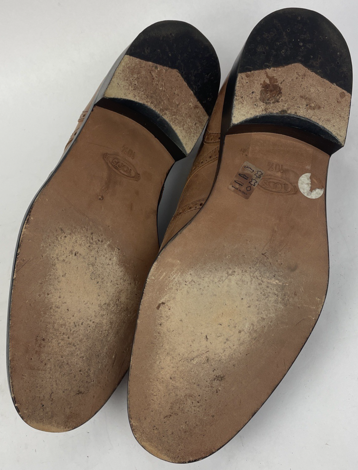 Tods Wingtip Dress Shoes Light Brown Size 10.5 Leather Soles Made in Italy VGC