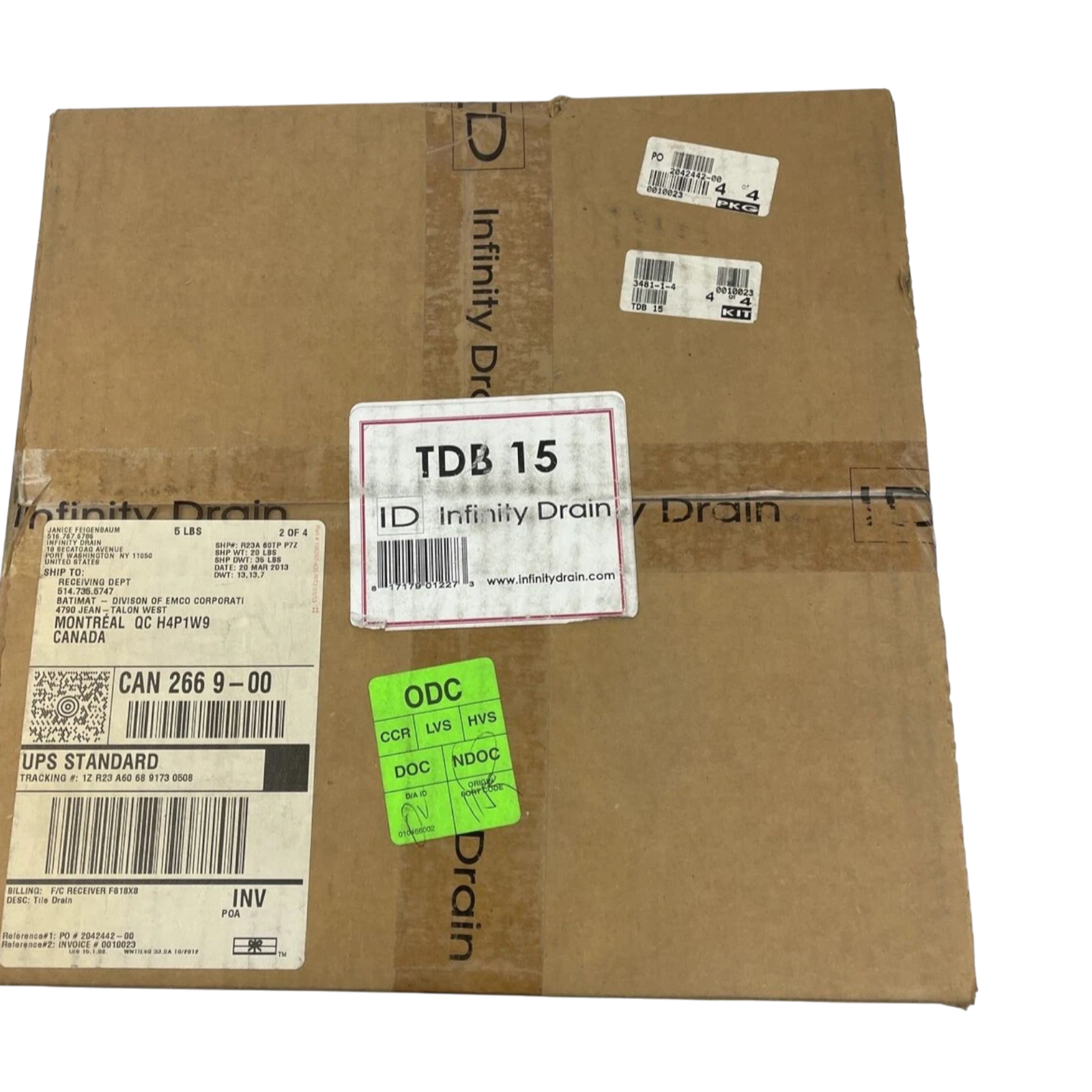OEM ID Infinity Drain TDB 15 Kit w/PVC Bonded Flange Drain Body - LOOK