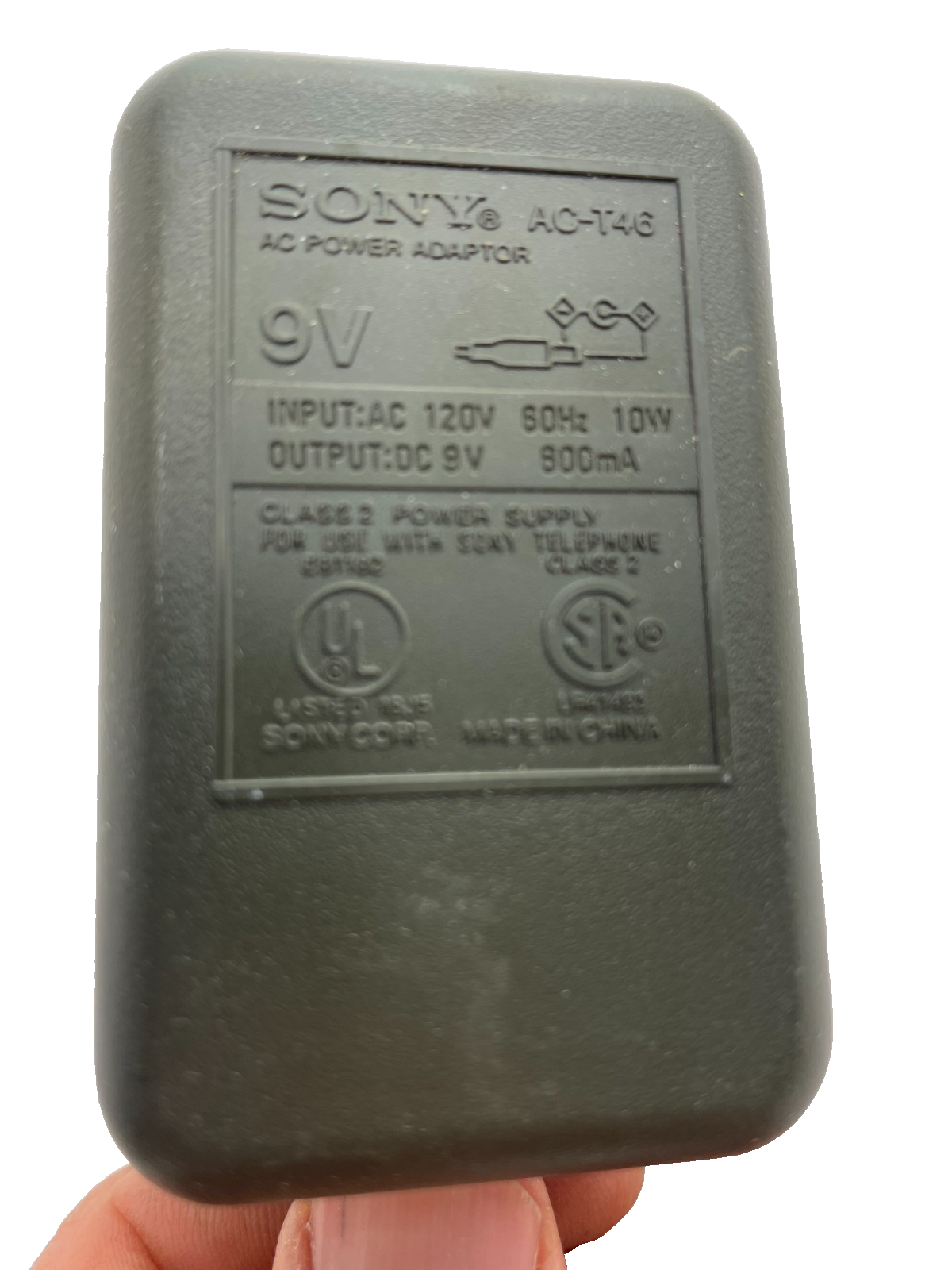 Geniune Sony Model AC-T46 Output 9V 0.60 A AC Power Supply Adapter #A85