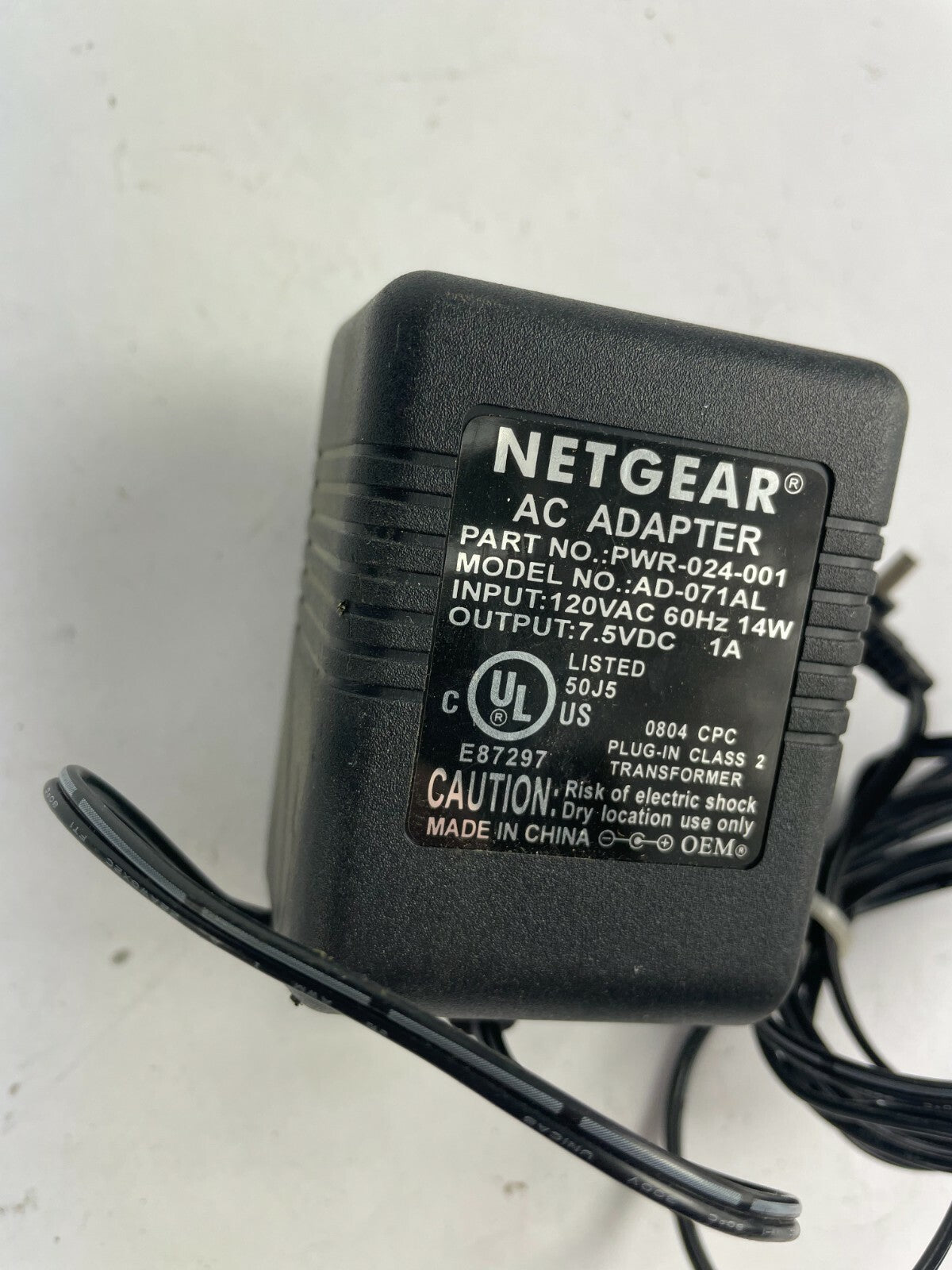 Genuine NETGEAR PWR-024-001Ac Adapter Output 7.5 V 1 A Power Supply Adapter A95
