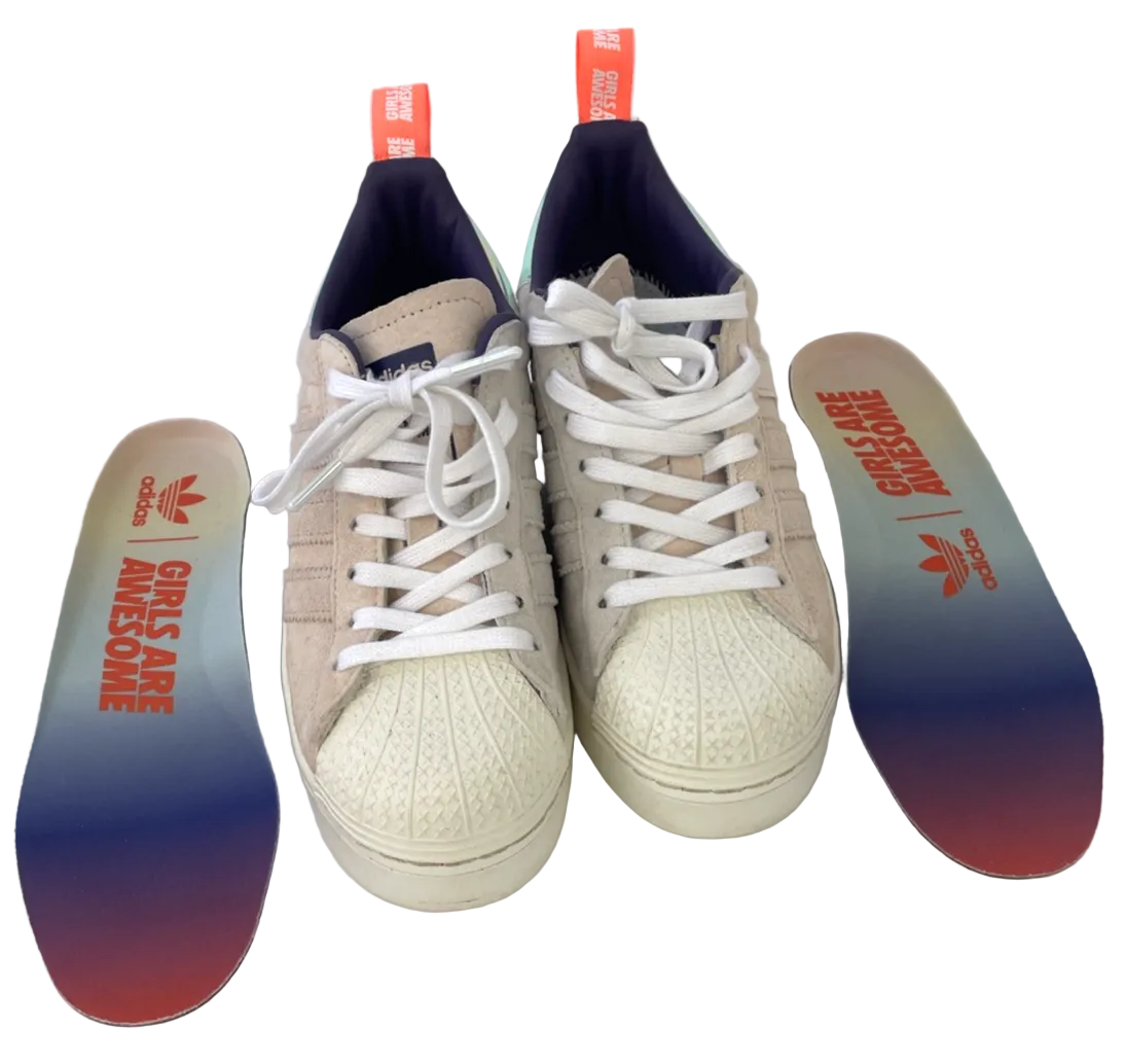 Adidas Girls Are Awesome Mens Size 7 Women's 9 Shell Toe Sneakers Shoes FW8084