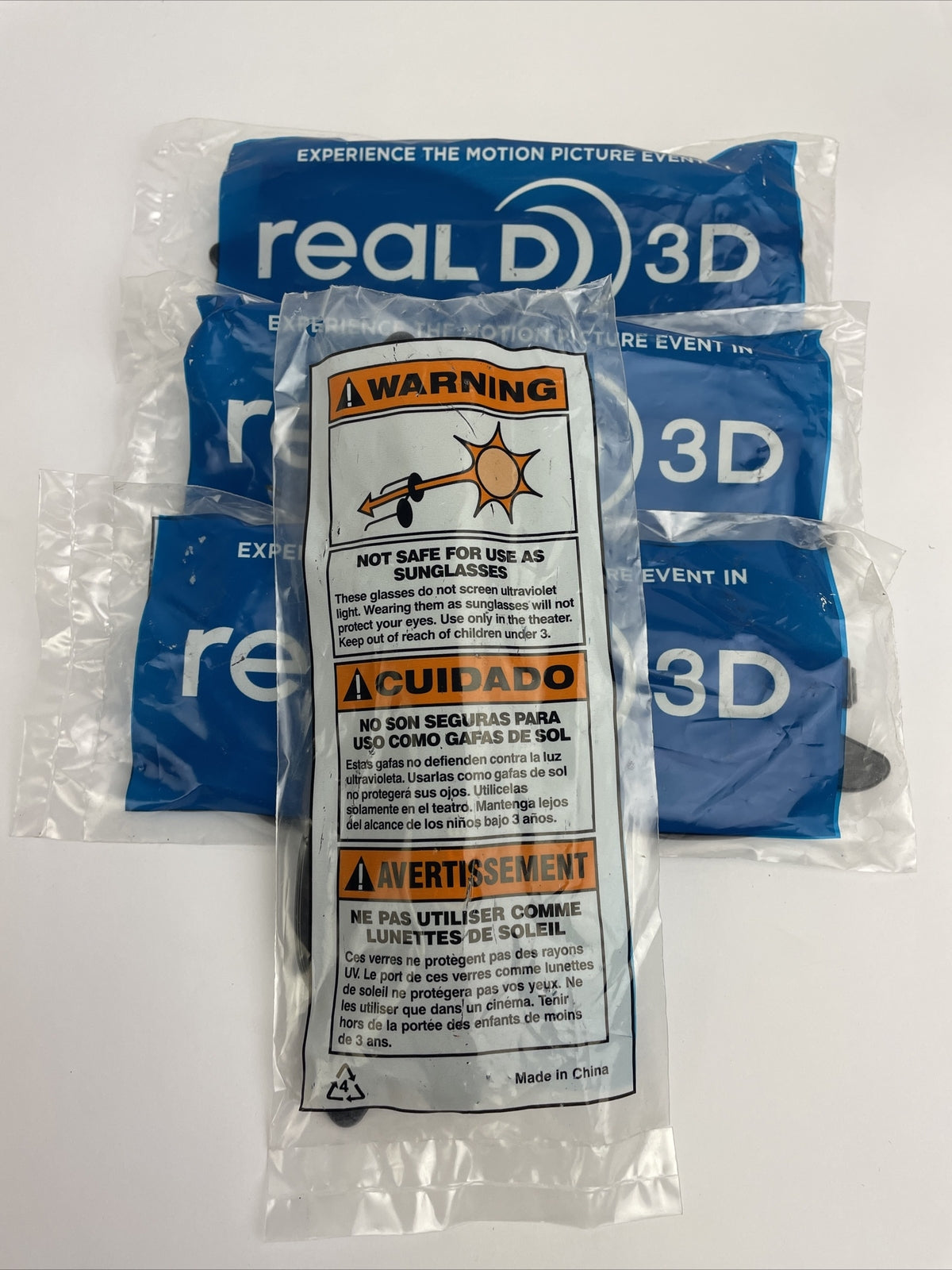 *NEW SEALED* 4 Pack - REAL D PASSIVE 3D Glasses - Black