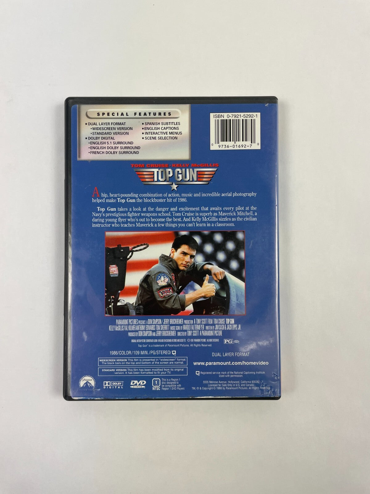 Tom Cruise Kelly McGillis Top Gun Ahip heart pounding Don Simpson DVD Movie