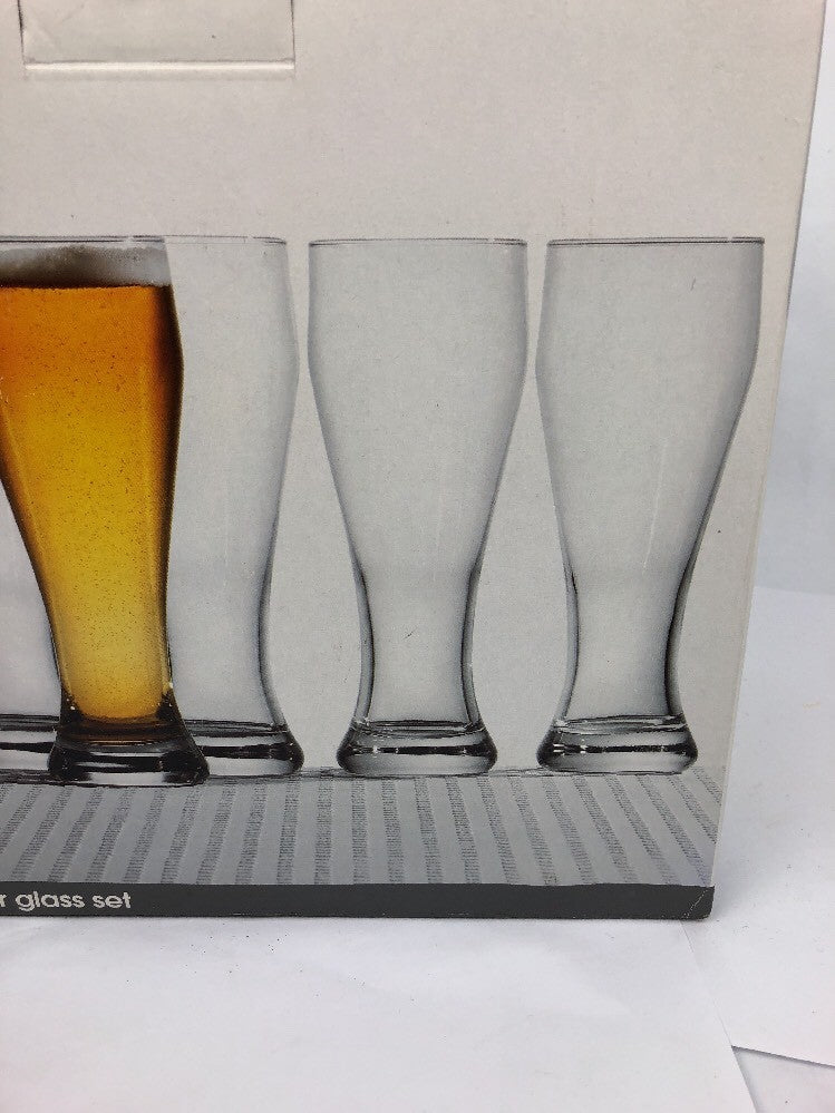 JC Penney Home Collection six-piece clear pilsner beer glass set brand new