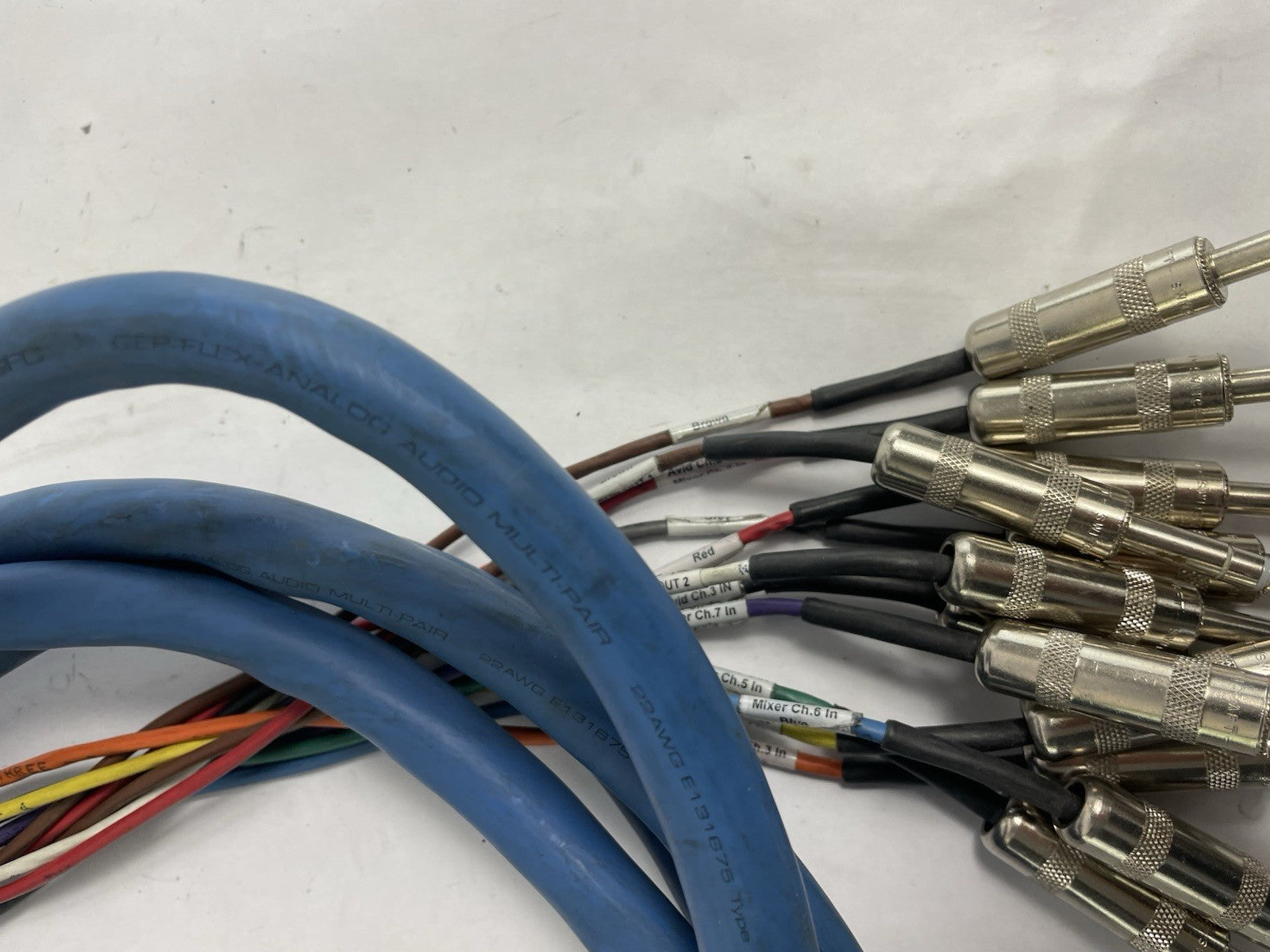 GEPCO 12 Channel Male 1/4" Phone to 3-Pin Neutrik XLR Female Male Snake Cable