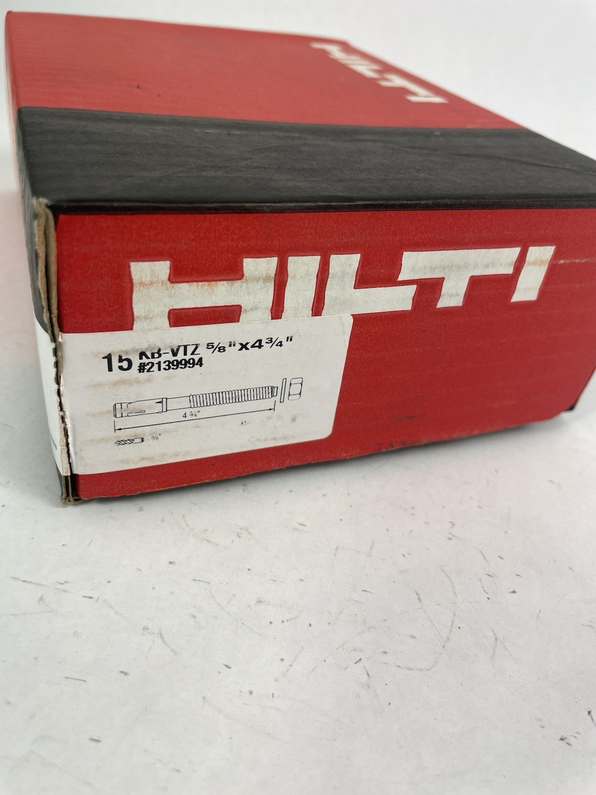 Box of 15 Hilti KB-VTZ 5/8" x 4 3/4" EXPANSION / WEDGE ANCHORS - #2139994