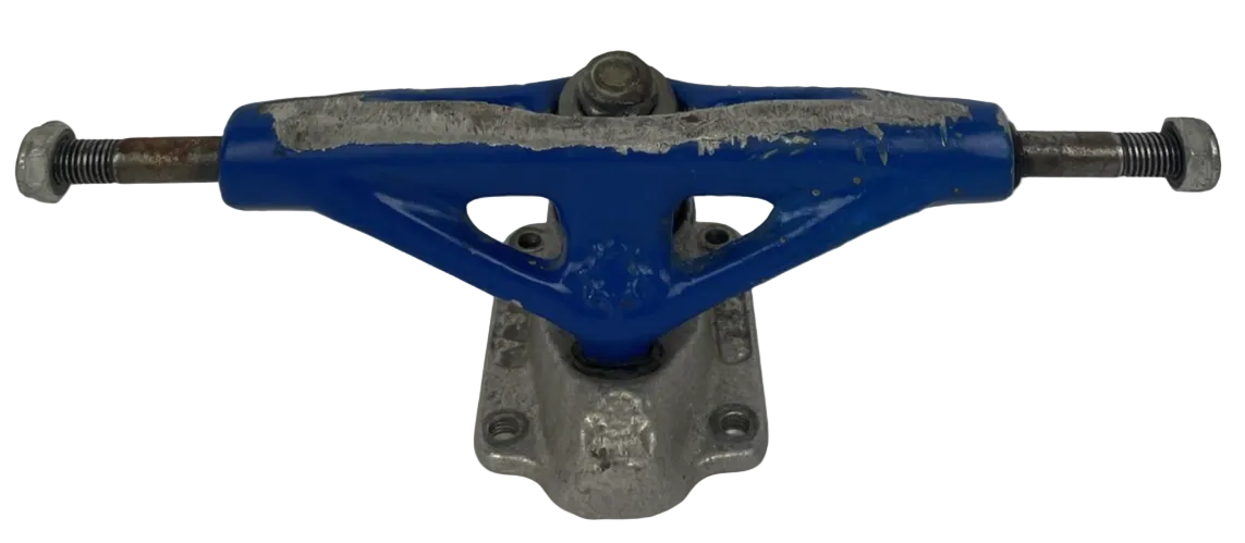 Vintage 1990s Webb Company USA blue single 8-inch skateboard truck.