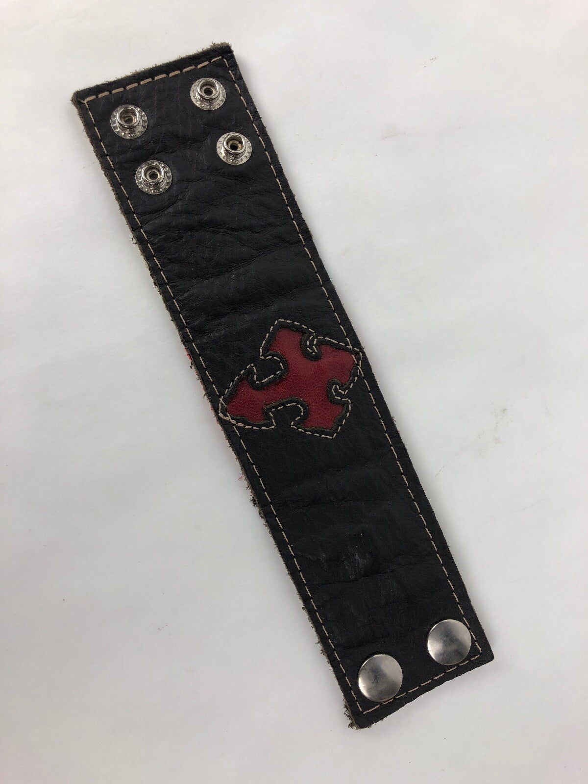 Unique Wide Leather Wrist Belt Cuff Bracelet W Snaps + Hidden Valuables Pocket 5