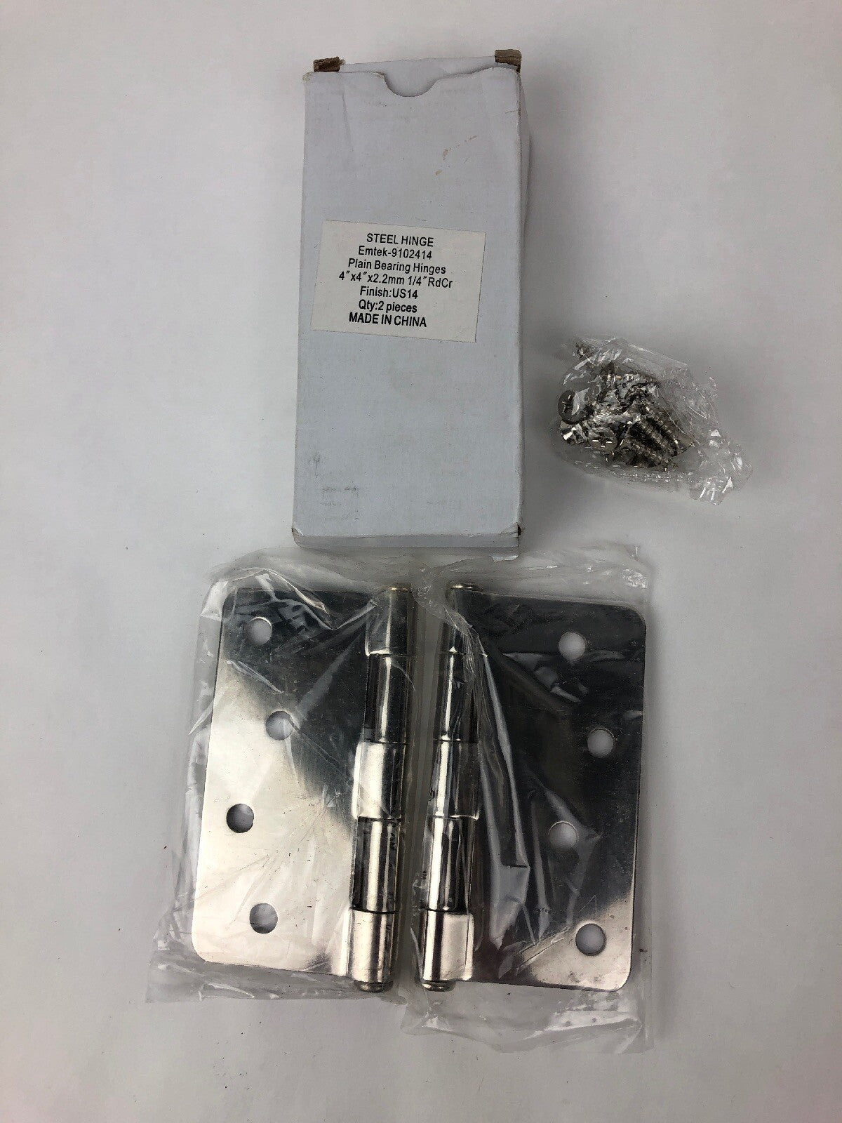 Emtek 9102414 Plain Bearing Hinges, 4 inch, 2.2mm 1/4” RdCr US14 Chrome , 2 Pcs
