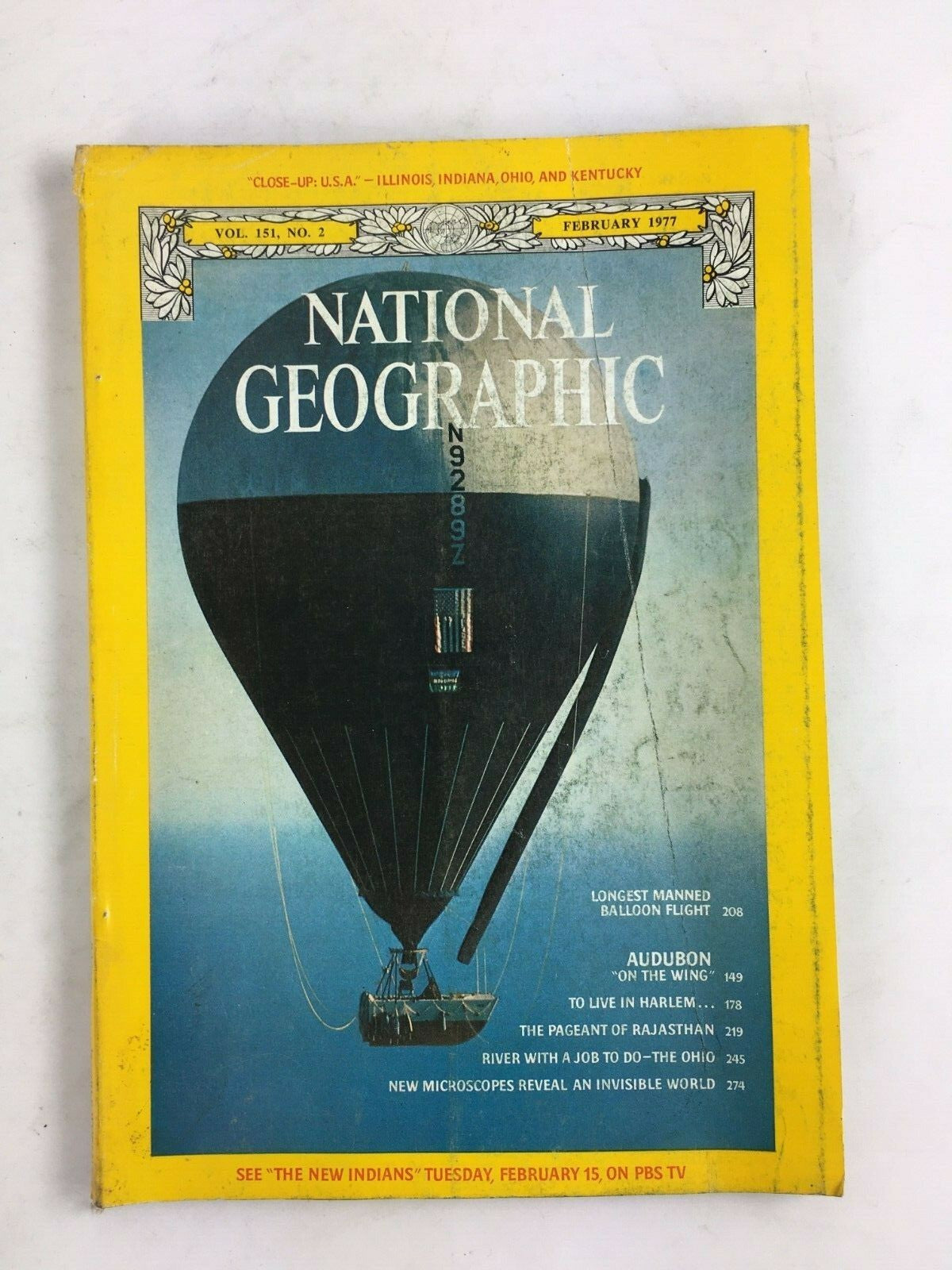 February 1977 National Geographic Magazine Longest Manned Balloon Flight Audubon