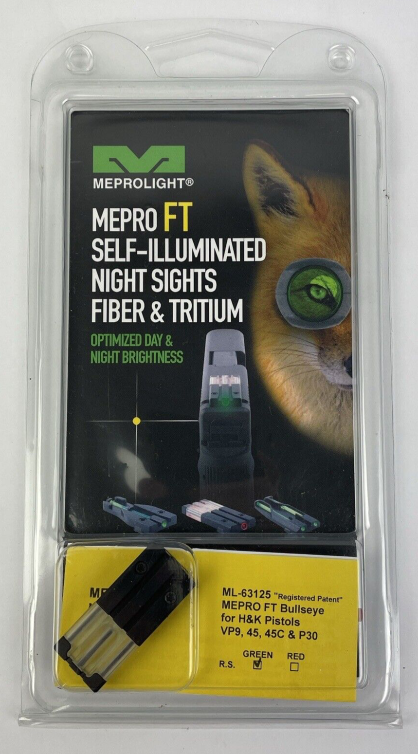 Meprolight USA Mepro FT Bullseye Rear Sight Fixed Green Black Frame - Brand New