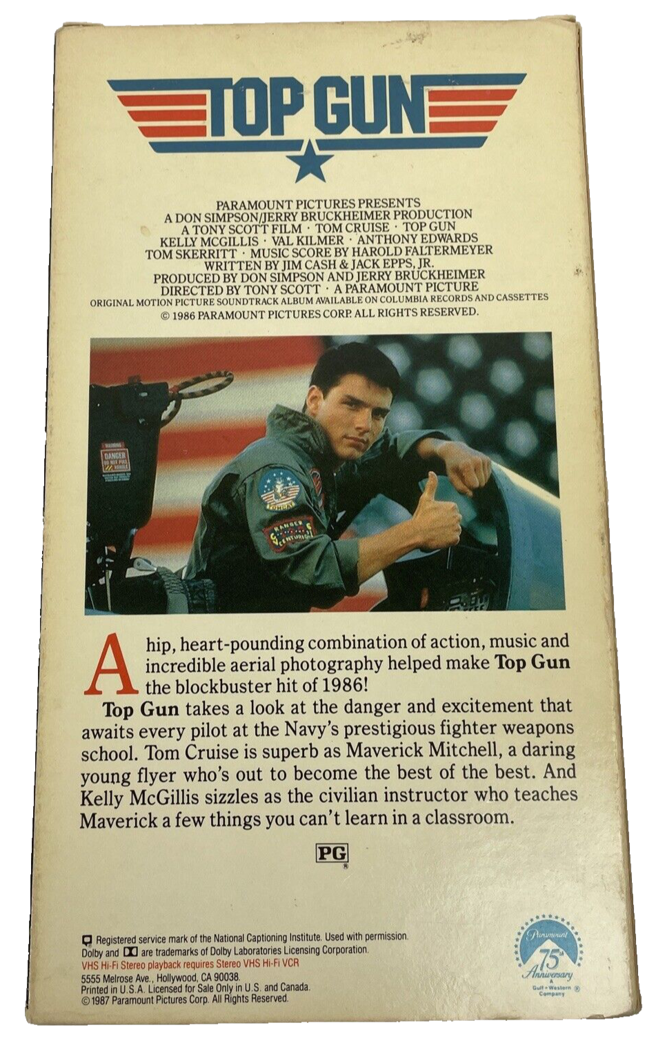 Top Gun - VHS HI-FI Stereo - 1987 - Tom Cruise - Val Kilmer - Kelly McGillis VGC