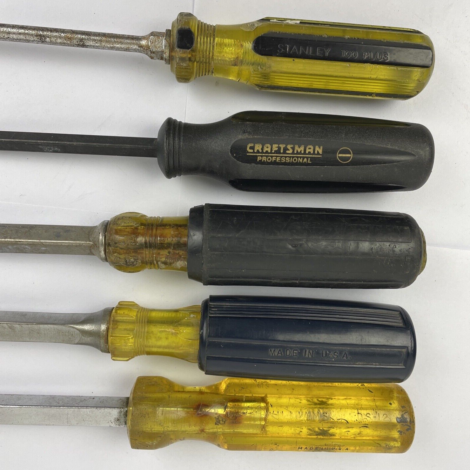 Craftsman Stanley + USA Made Screwdriver Lot of 5 Pieces Slotted Flathead LOOK