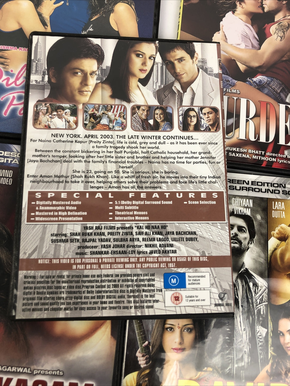 5 x Bollywood DVD LOT - KHUDA KASAM, KAL HO NAA HO, DAVID Dil to Pagal Hai *VGC*