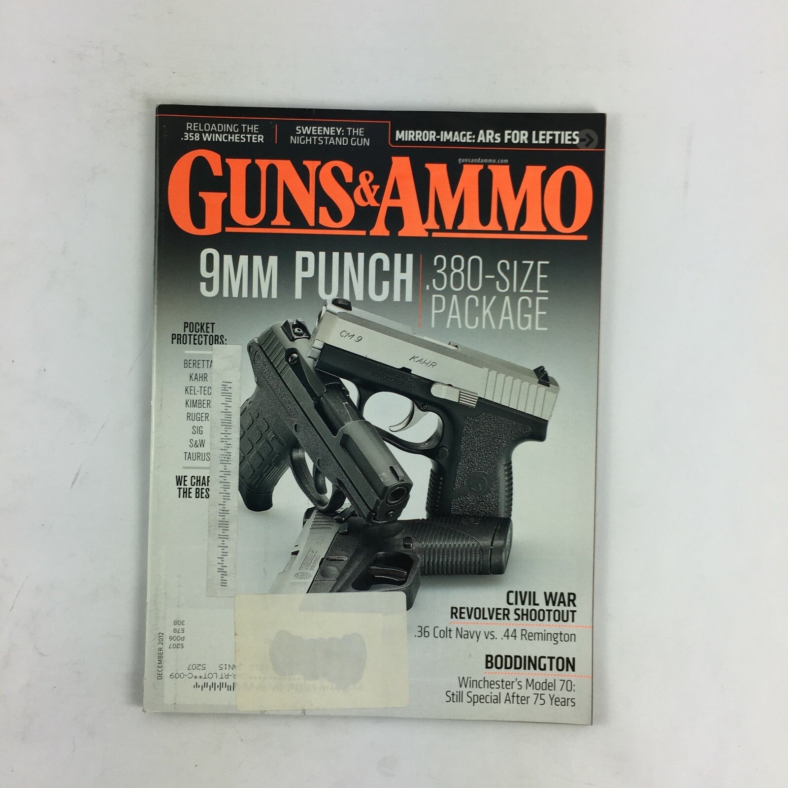 December 2012 Guns & Ammo Magazine 9mm Punch .380 Size Package .36 Colt Navy