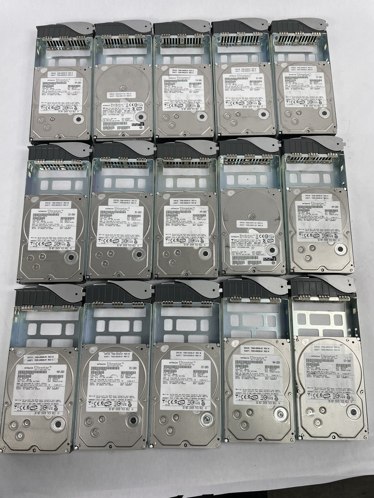 Lot of 15 Hitachi Ultrastar 500GB Desktop HDD 3.5" SATA 7200 RPM 16MB Cache
