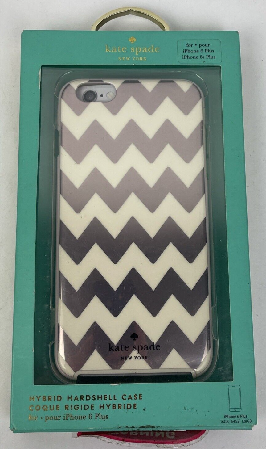 New Kate Spade New York Apple iPhone 6 Plus Protective Case Metalic Pink ZIG ZAG