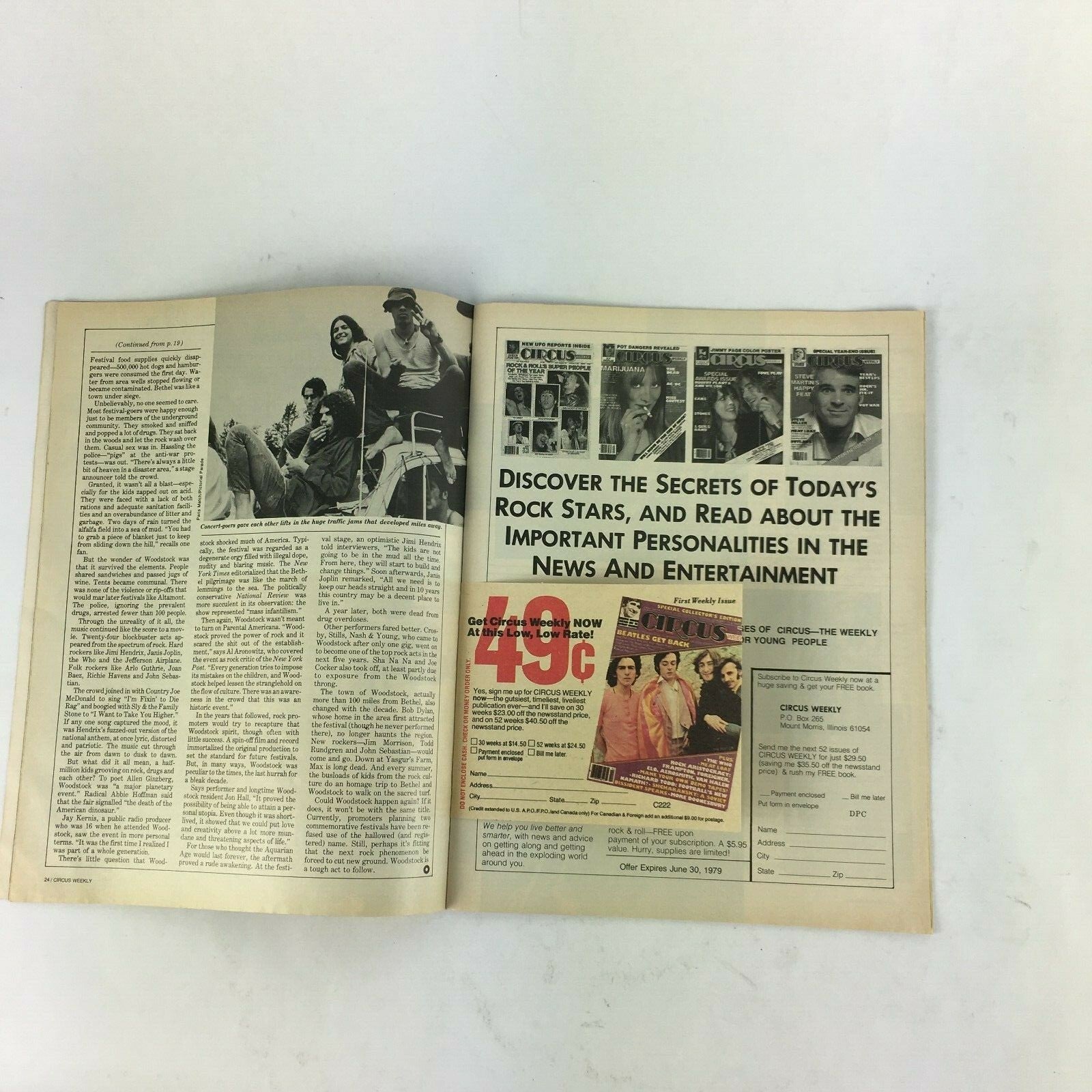 August 21,1979 Circus Magazine Woodstock Beth Vera Howland Lee Mazzilli Bad Co.