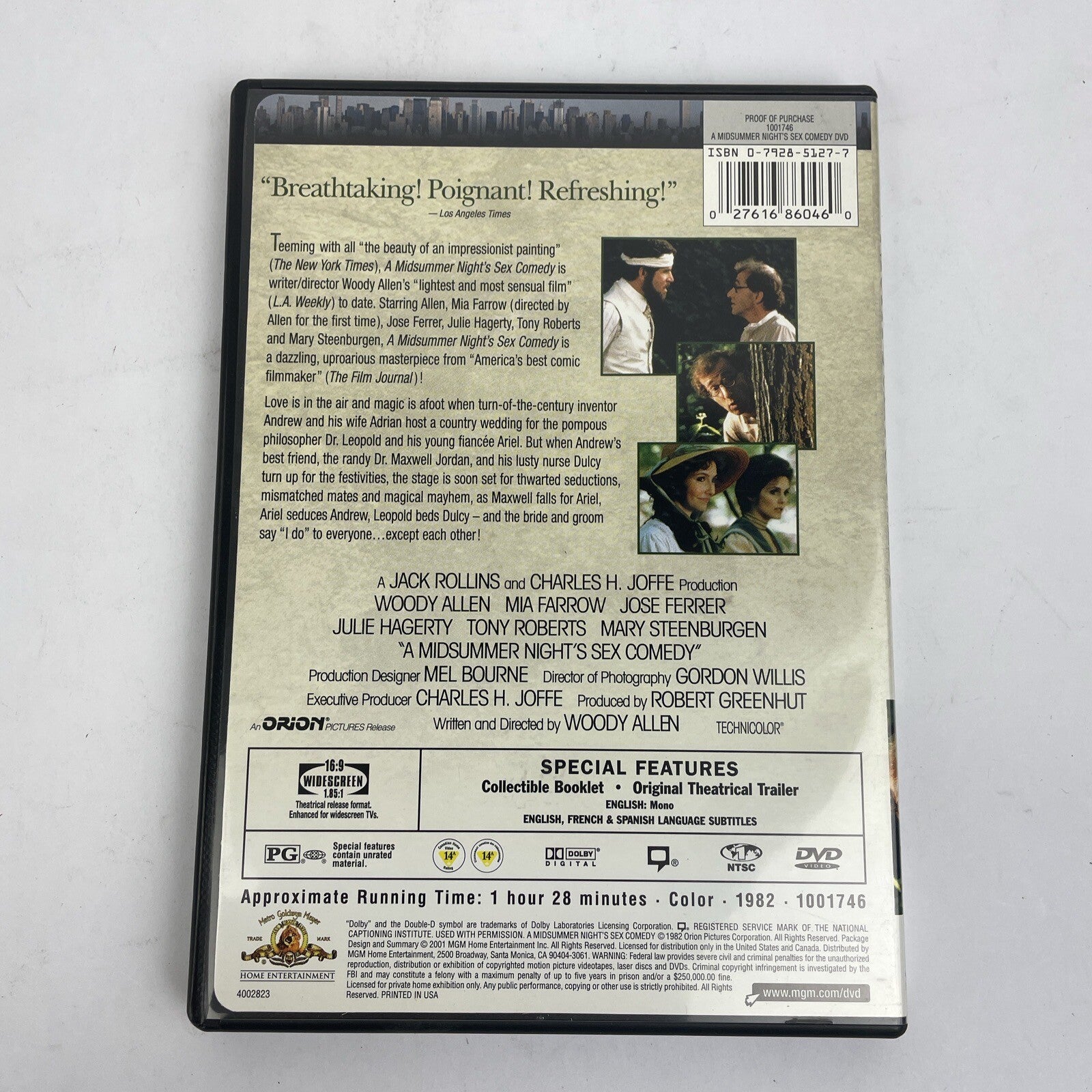 A Midsummer Night's Sex Comedy (DVD, 2001) Woody Allen Mia Farrow Widescreen