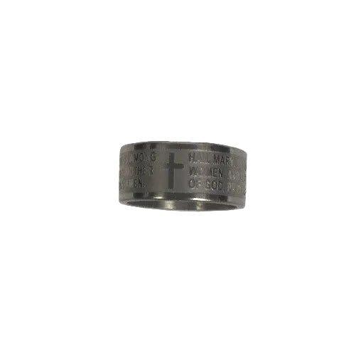 Stainless steel Lord's Prayer Hail Mary 3mm band ring size 5