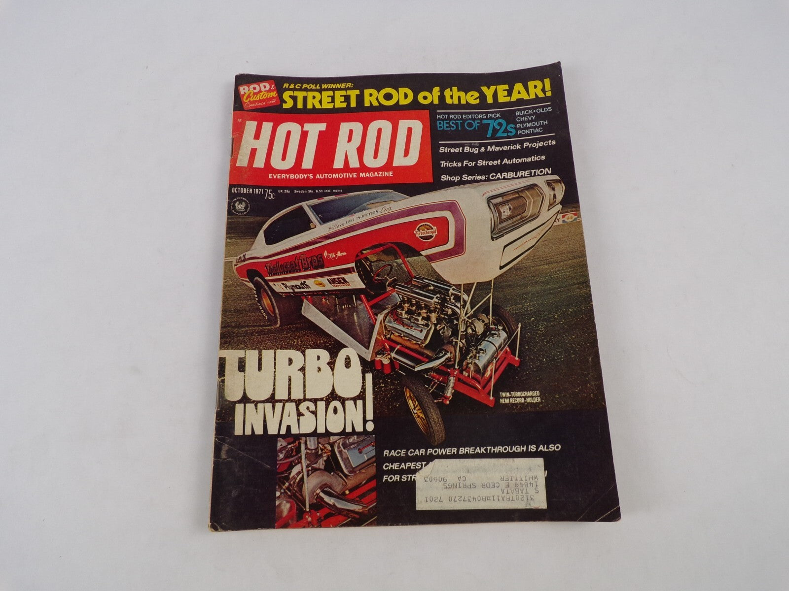 October 1971 Hot Rod Magazine Street Rod Of The Year! Turbo Invasion! Street