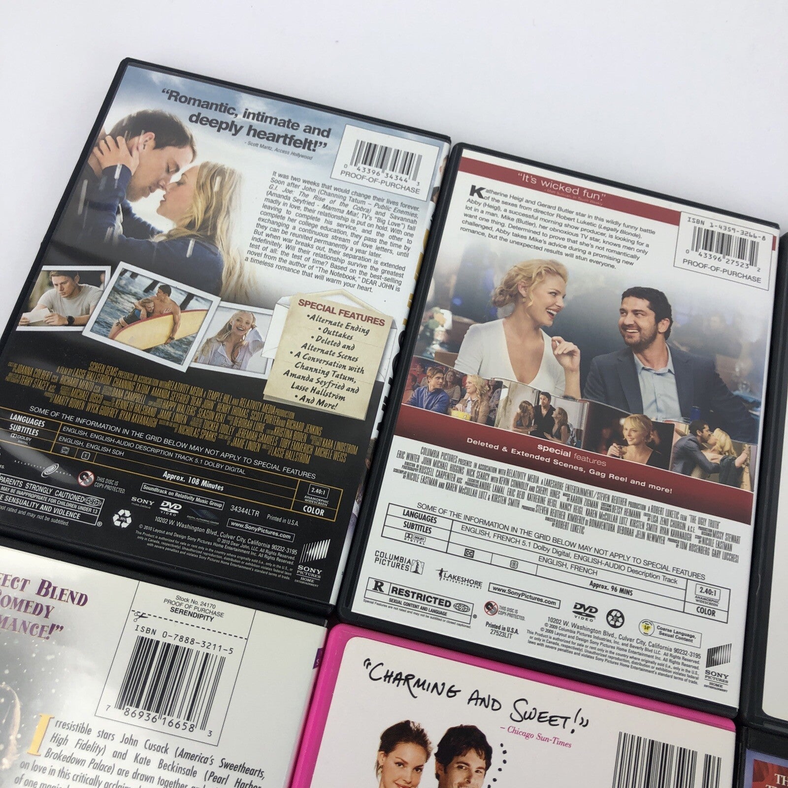 6 x Romantic Comedy DVD - Lot 27 Dresses The Ugly Truth Serendipity The Bachelor