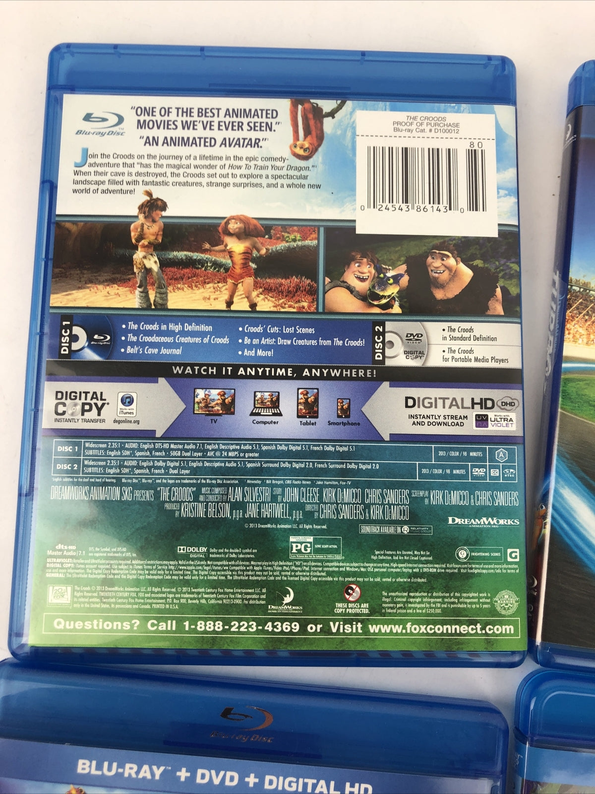 Animated lot of 4 Blu-Ray movies DVD The Croods, Dragon 2, Turbo, C w a C o M 2