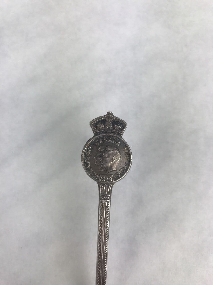 SILVERPLATE SOUVENIR SPOON GEORGE VI & QUEEN E 1939 CANADA VISIT BY WM A ROGERS