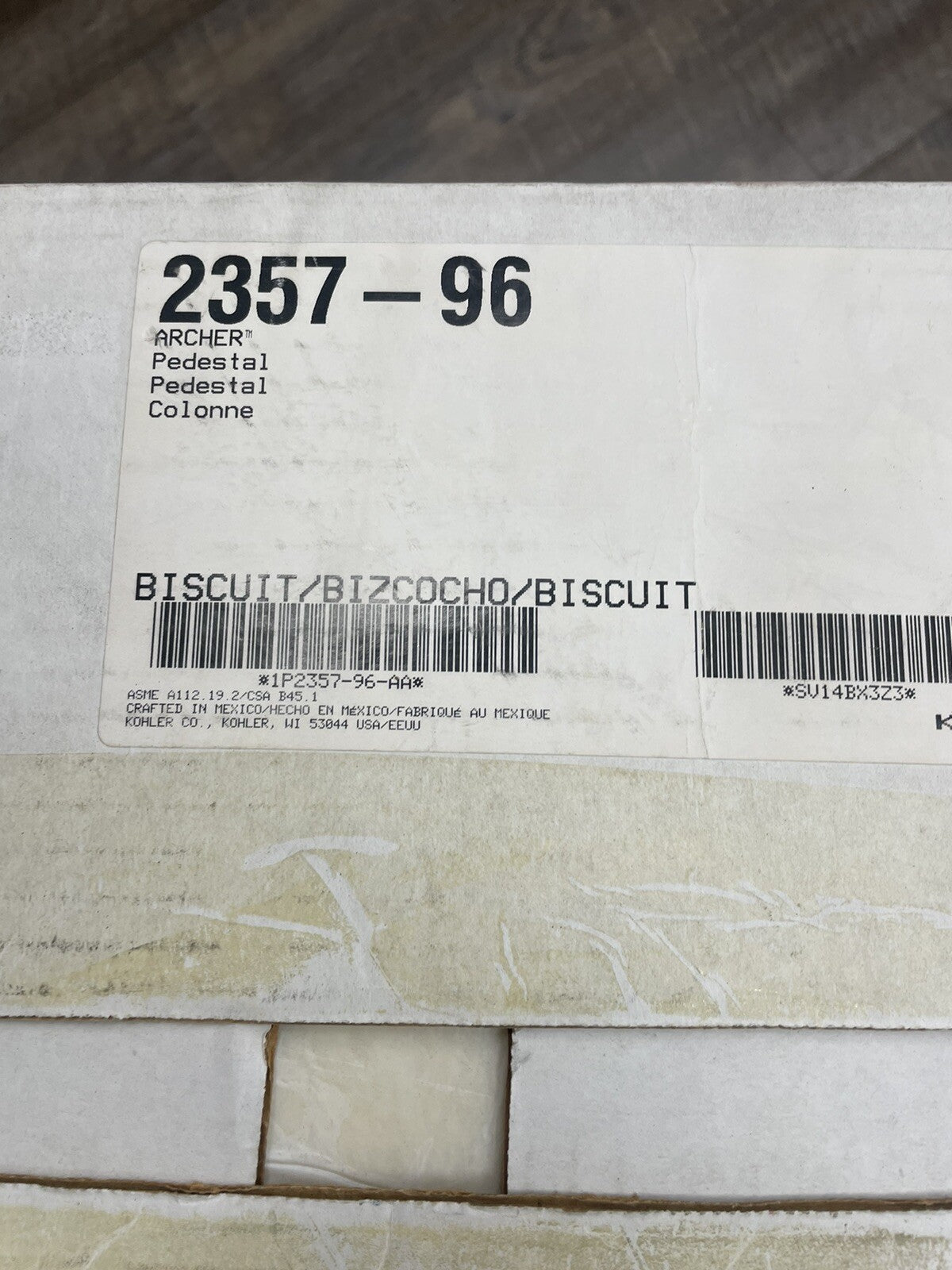 KOHLER K-2357-96 Archer Pedestal Only Sink Base - Biscuit