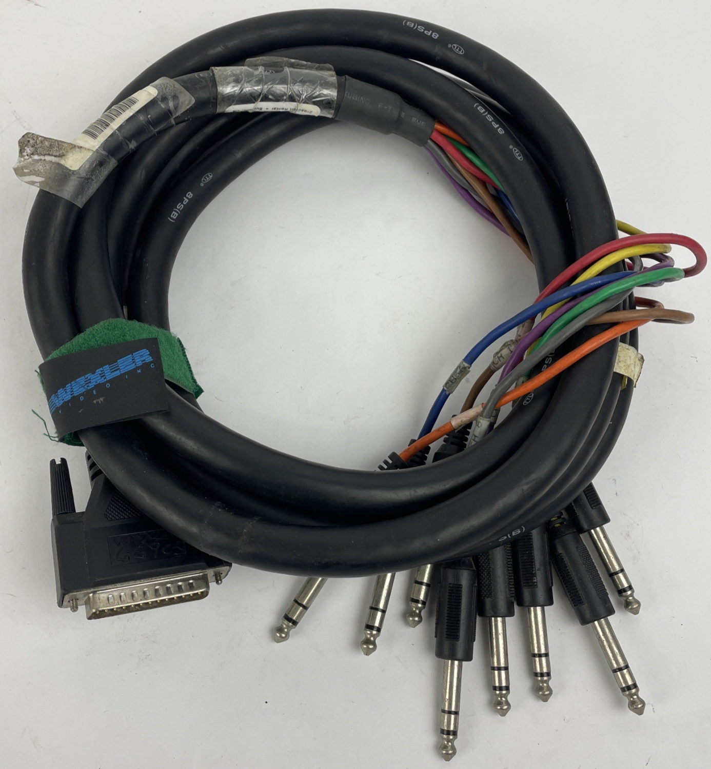 Male 25 Pin AES EBU to 8 x 1/4" Mono Jack Connection Breakout Snake Cable 10'